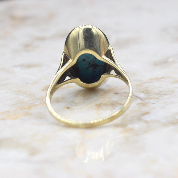 Vintage 14k Gold Oval Turquoise Ring c.1970s