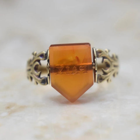 Antique Georgian 14k Gold Carnelian “PAIX” Spinner Ring c.1830