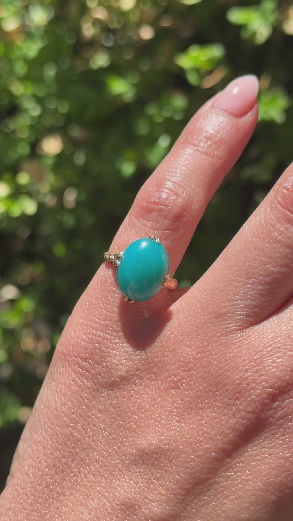 Vintage 18k Gold Chrysocolla in Chalcedony Ring c.1940s