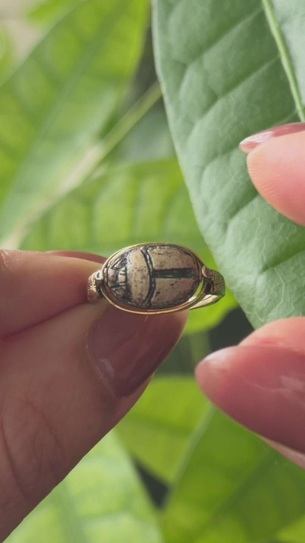 Antique Egyptian Revival 14k Gold Scarab Flip Spinner Ring c.1920s