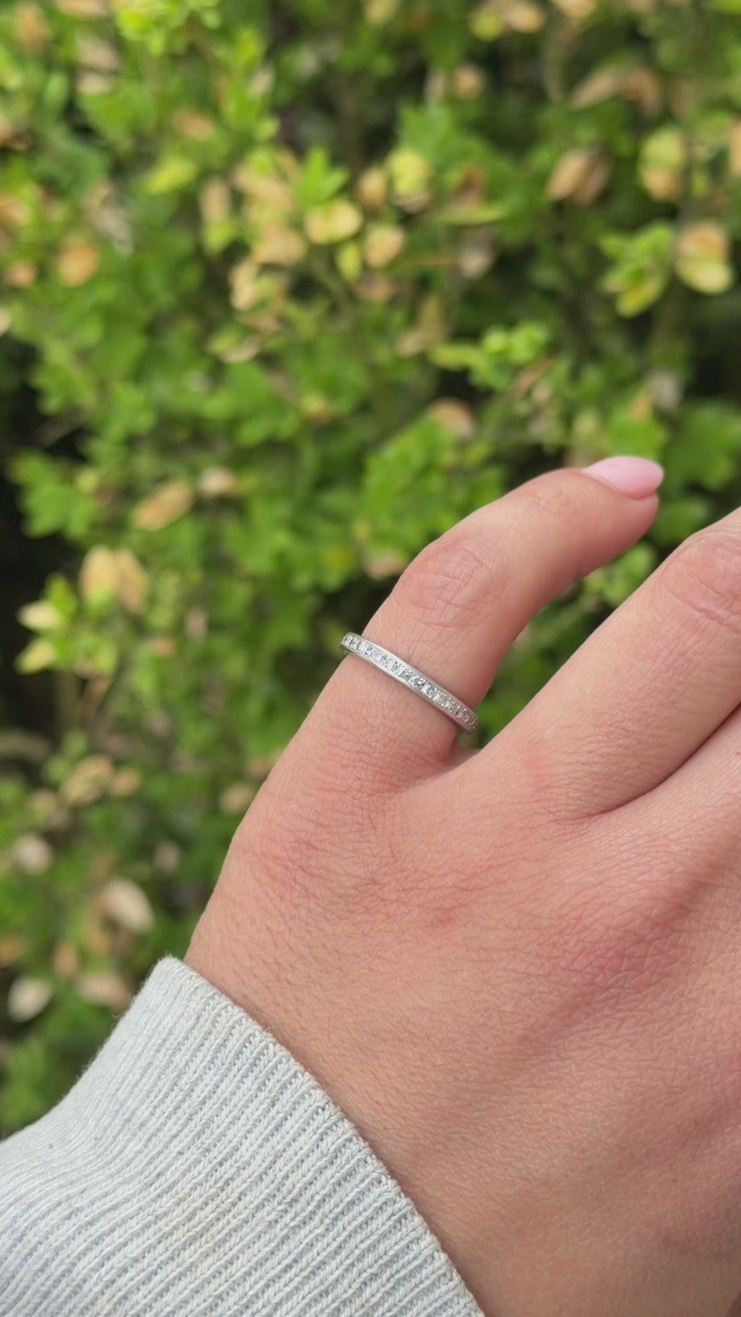 Vintage Art Deco Platinum Natural Diamond Eternity Band Inscribed 1934