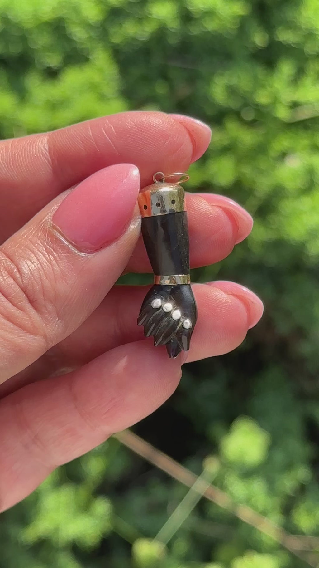 Antique Figa / Carved Ebony Figa with 14k Gold c.1880