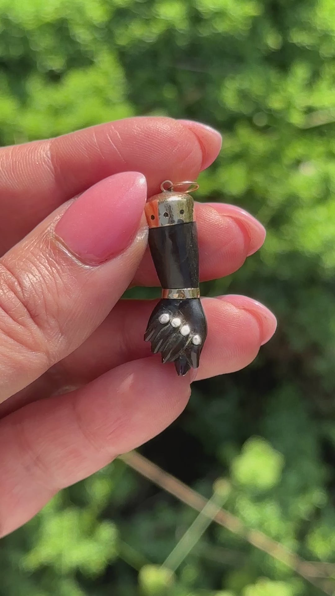 Antique Figa / Carved Ebony Figa with 14k Gold c.1880