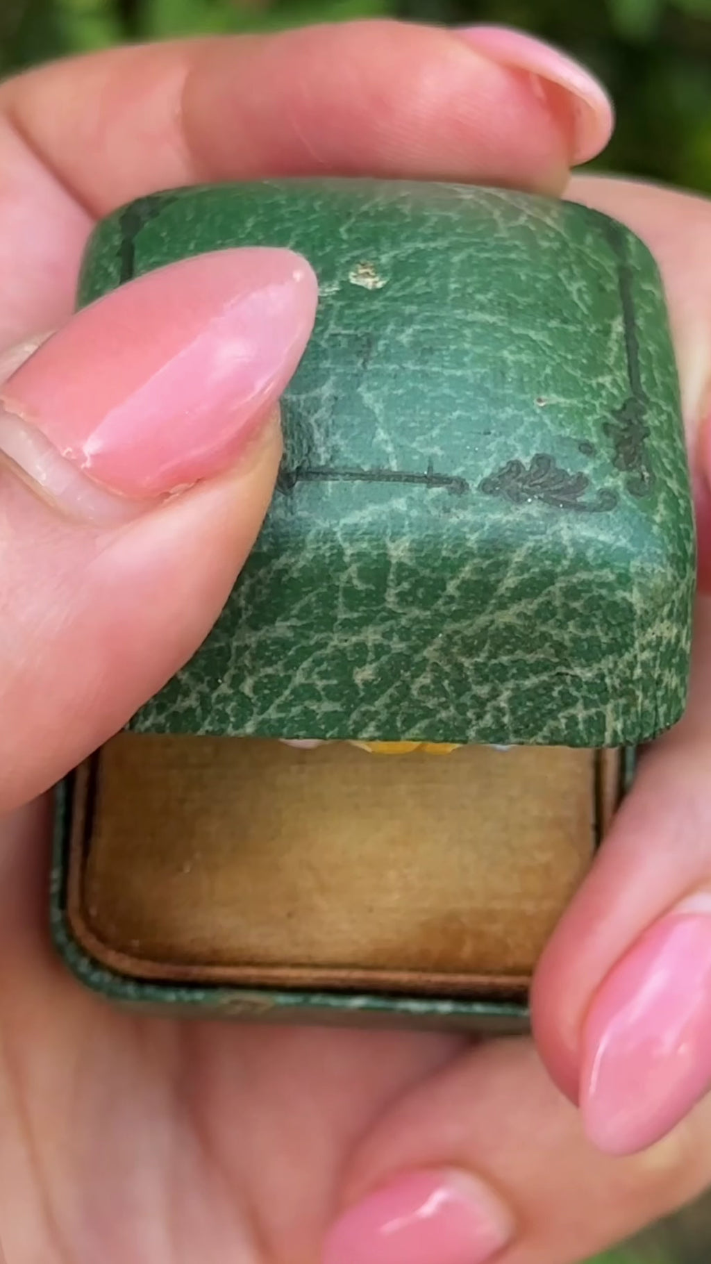 Antique Larter and Sons Art Nouveau 14k Enamel Triple Pansy Flower Ring with Pearl