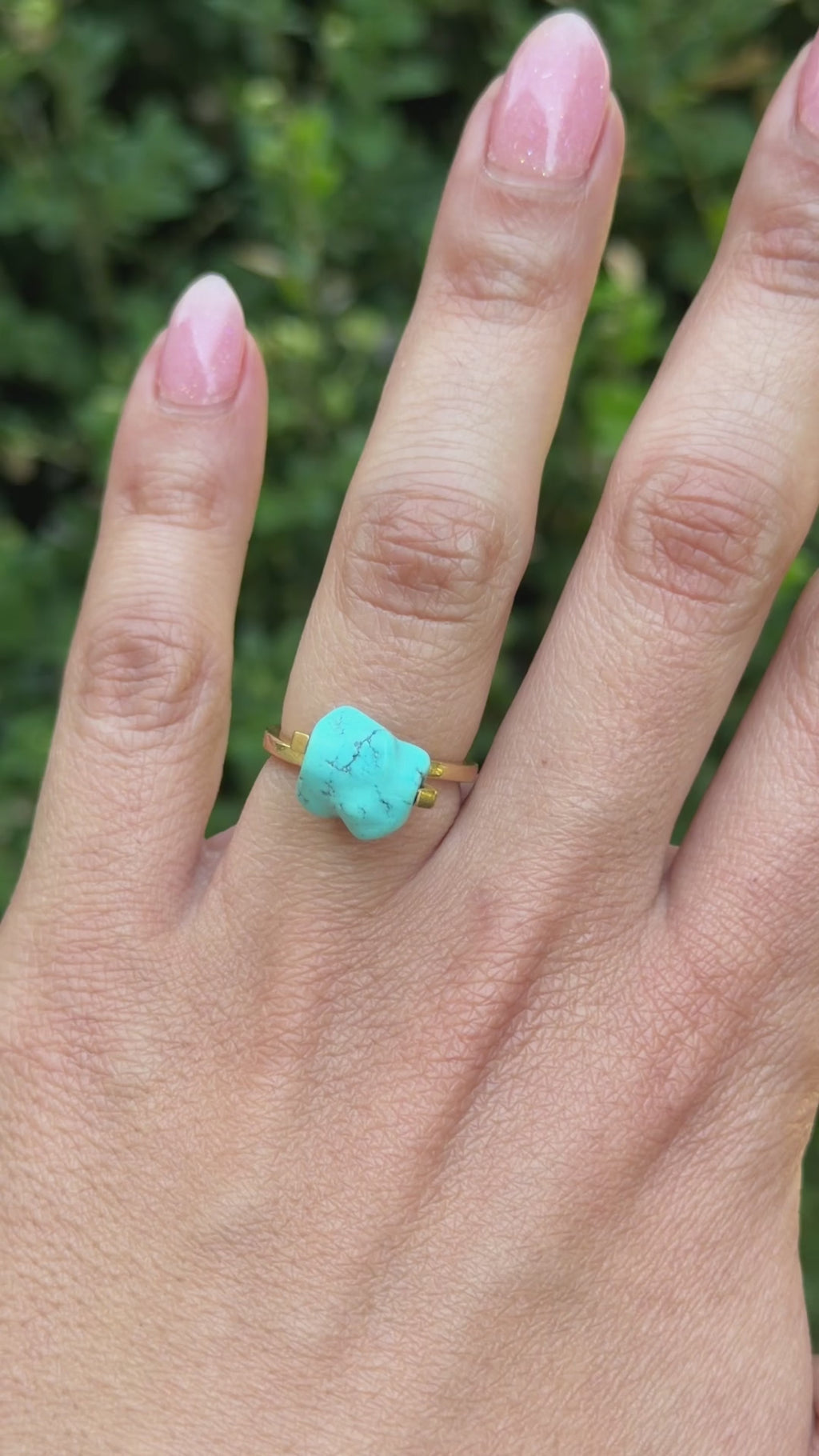 Vintage Modernist 18k Gold Turquoise Nugget Ring c.1970s