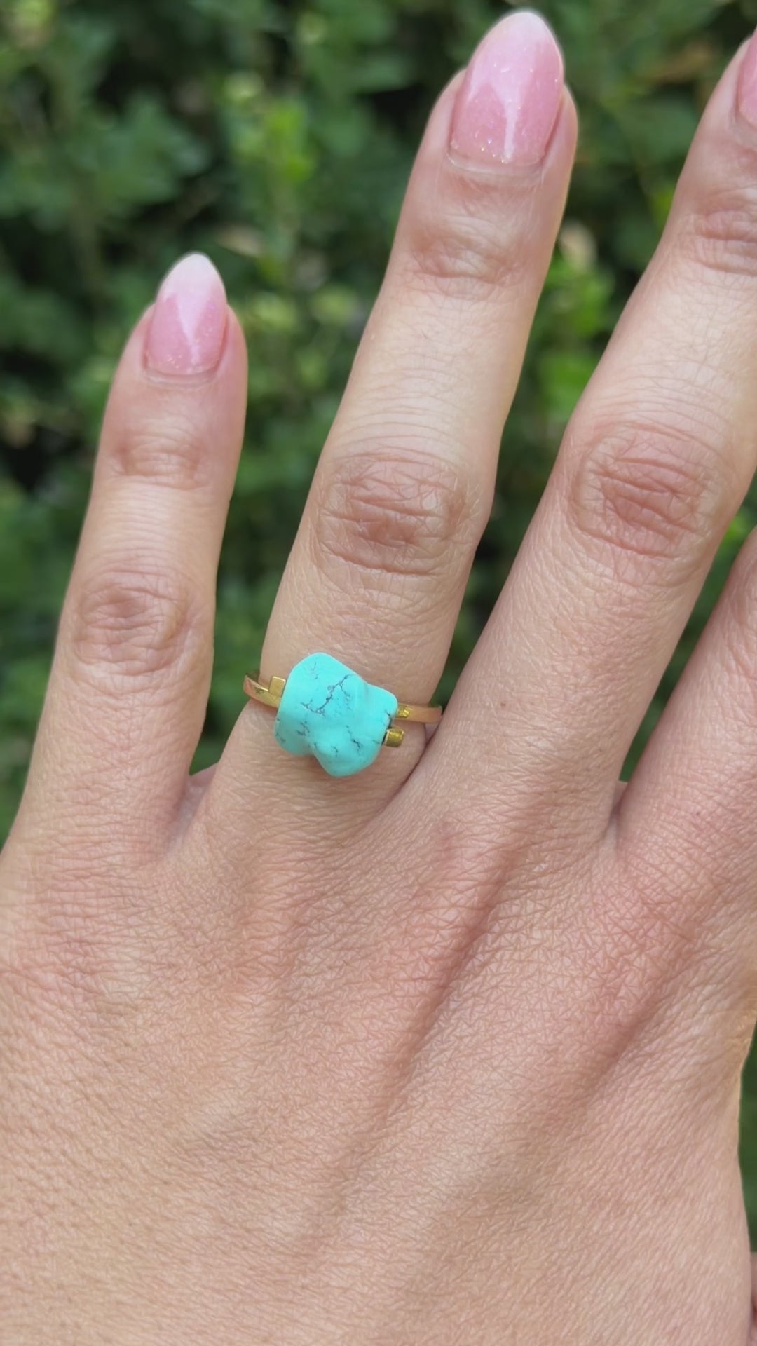 Vintage Modernist 18k Gold Turquoise Nugget Ring c.1970s