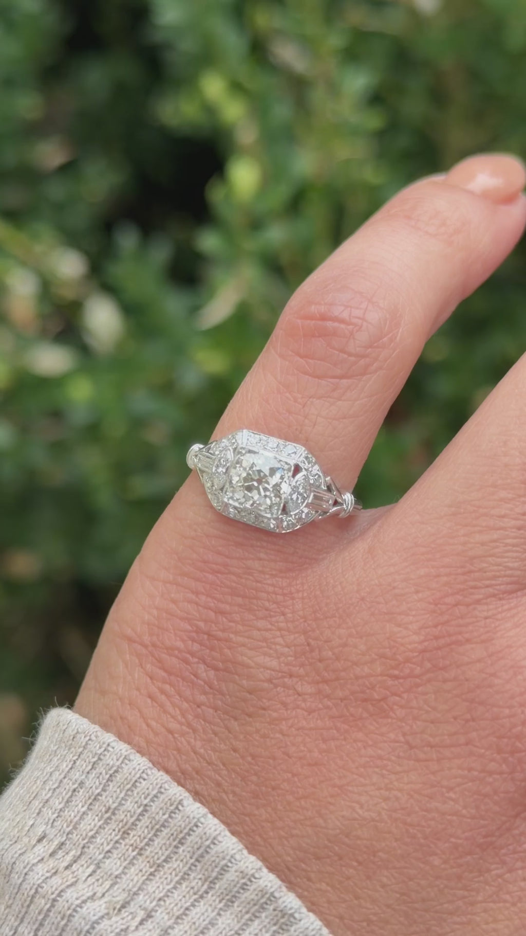 Antique Art Deco Platinum 1.24 ctw Natural Diamond Ring .82ct Old European Cut
