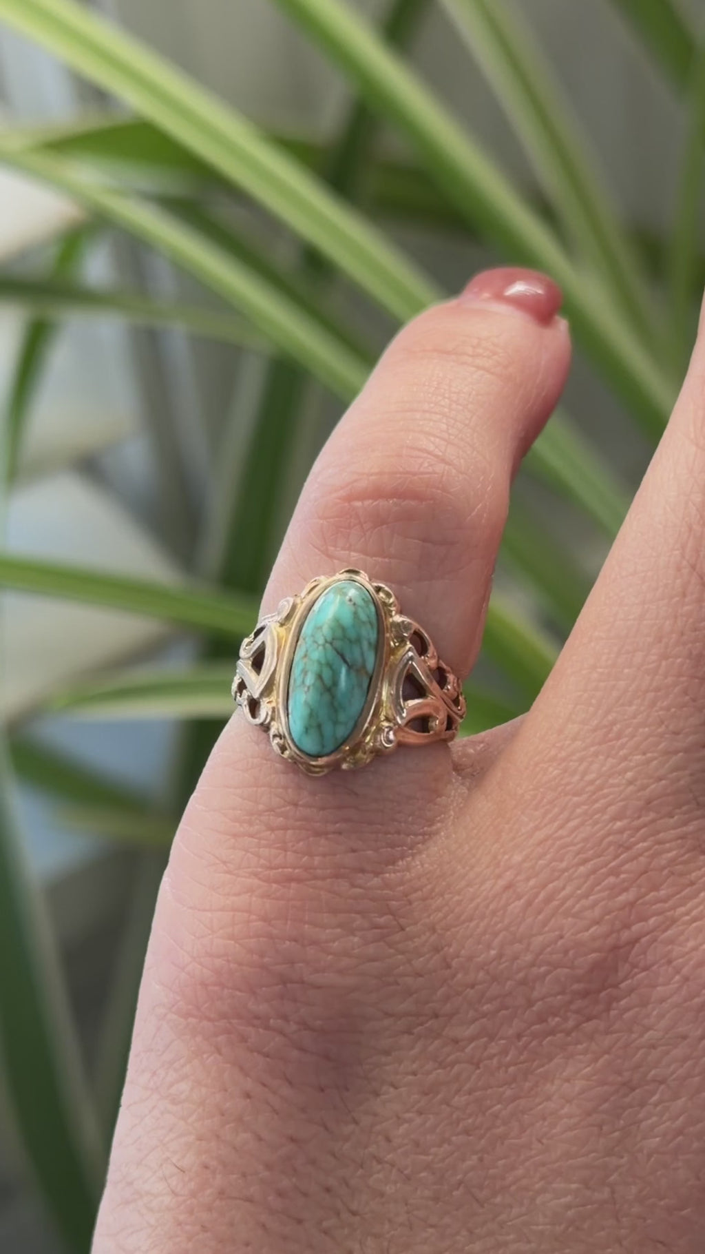 Antique 14k Art Nouveau Turquoise Ring c.1900