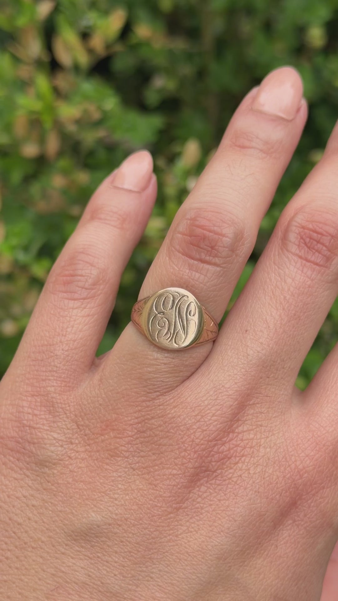 Antique Victorian 14k Gold Signet Ring EN Monogram c.1900