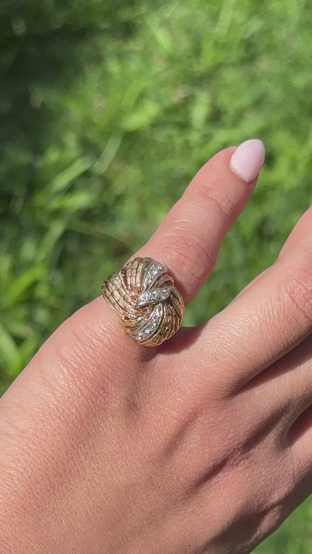 Vintage 14k White Gold and Diamond Cocktail Ring c.1960s