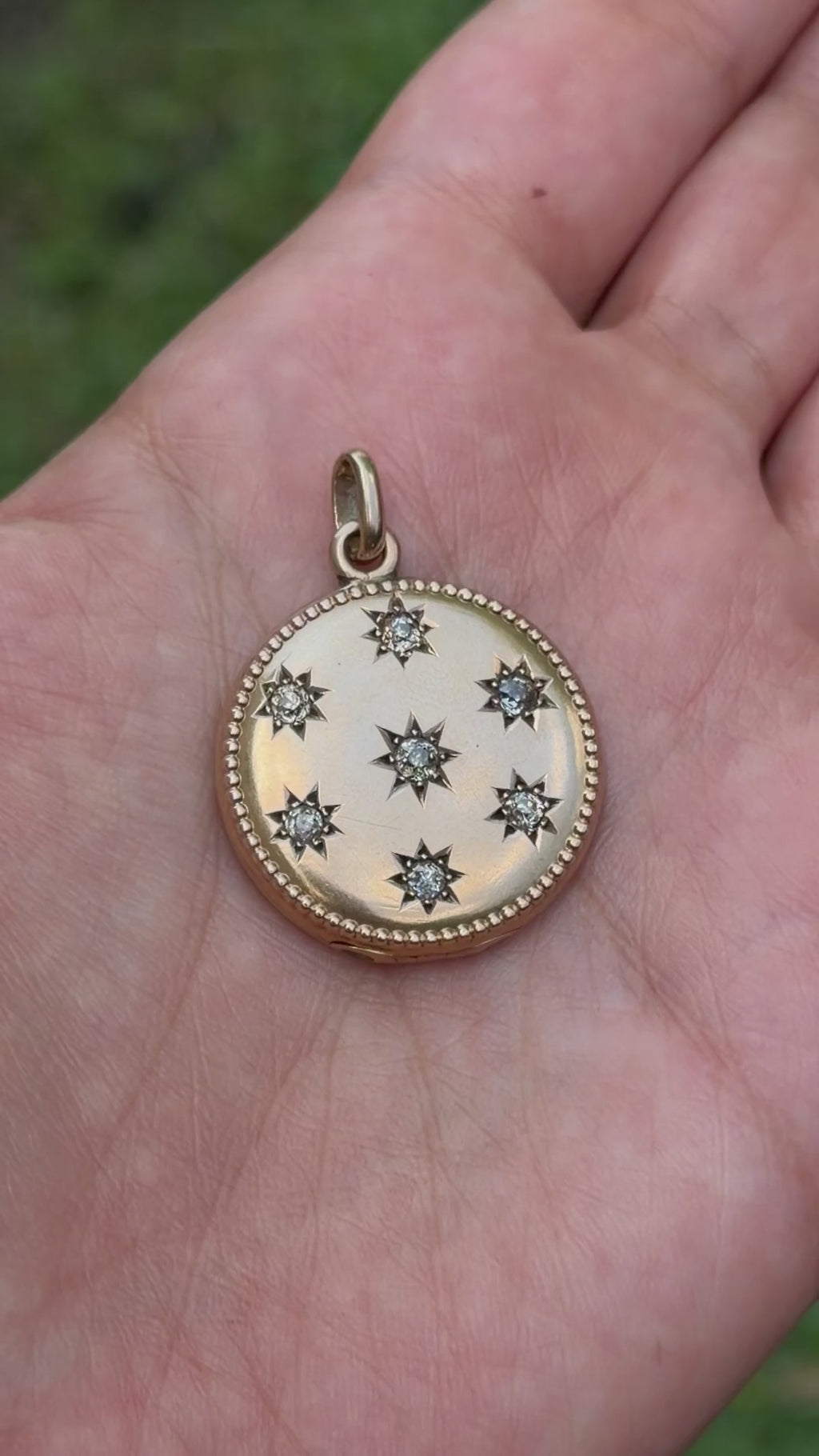 Antique Victorian 14k Gold Locket with Old Mine Cut Diamonds c.1900