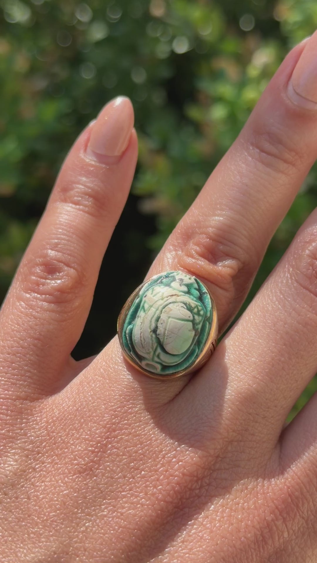 Antique Victorian 14k Gold Scarab Ring With Letter Provenance Inscribed 1897