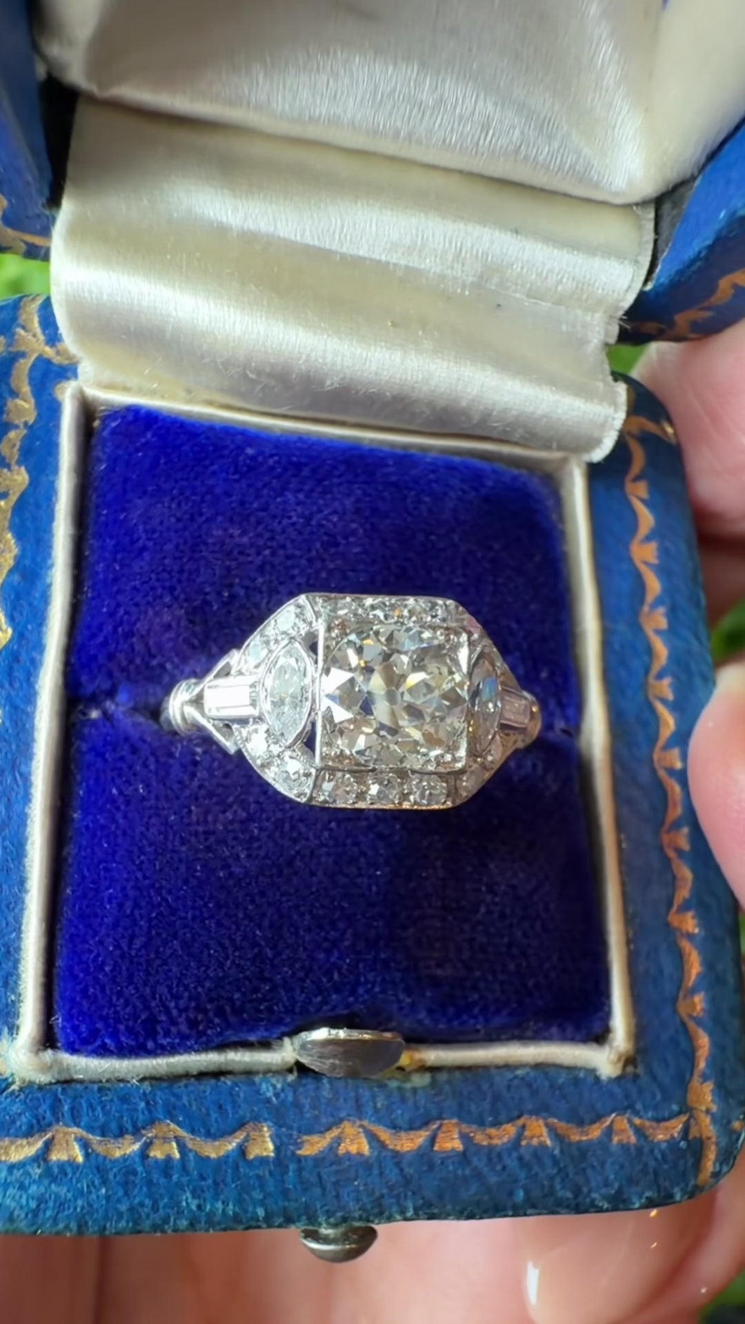 Antique Art Deco Platinum 1.24 ctw Natural Diamond Ring .82ct Old European Cut