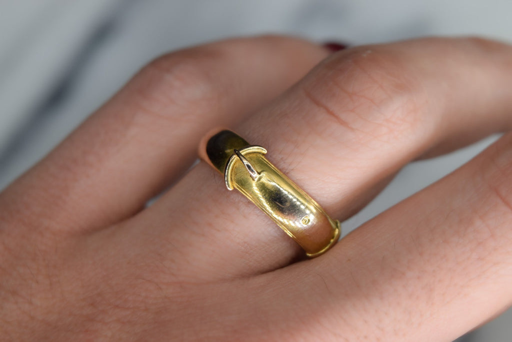 Antique 15k Gold Buckle Garter Belt Ring English Hallmarks