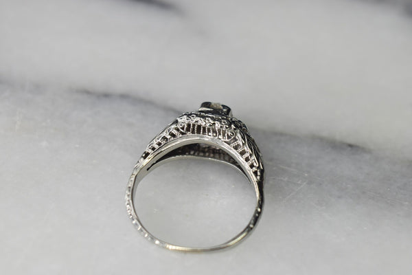Antique Art Deco 14k Gold Engagement Ring with .40ct Old European Cut Diamond