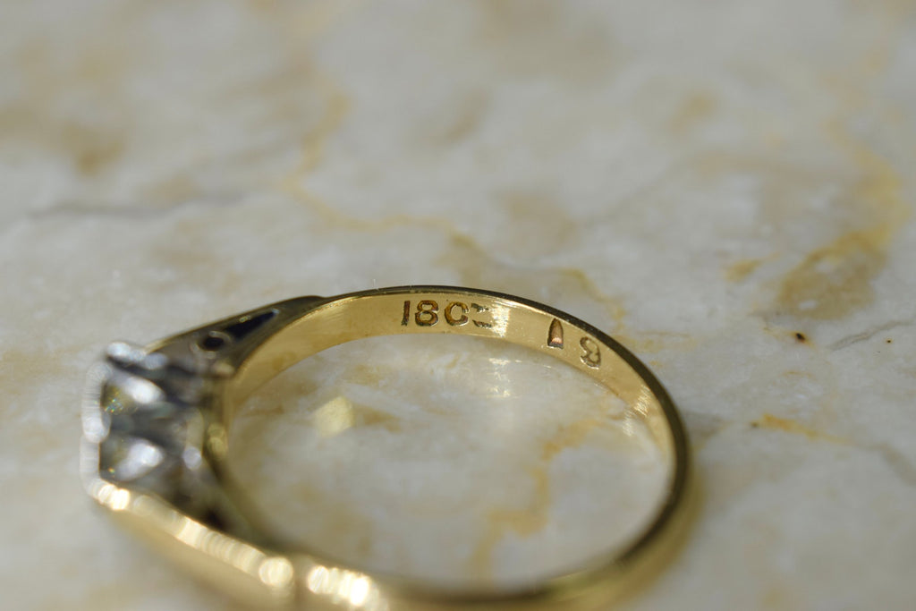 Antique 18k Gold .25ct Bezel Set Diamond Ring