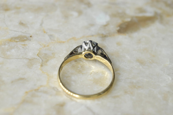 Antique 18k Gold .25ct Bezel Set Diamond Ring