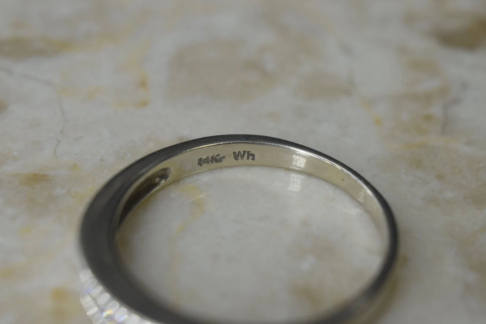 Vintage 14k White Gold Band with Princess Cut Diamonds c.1990s