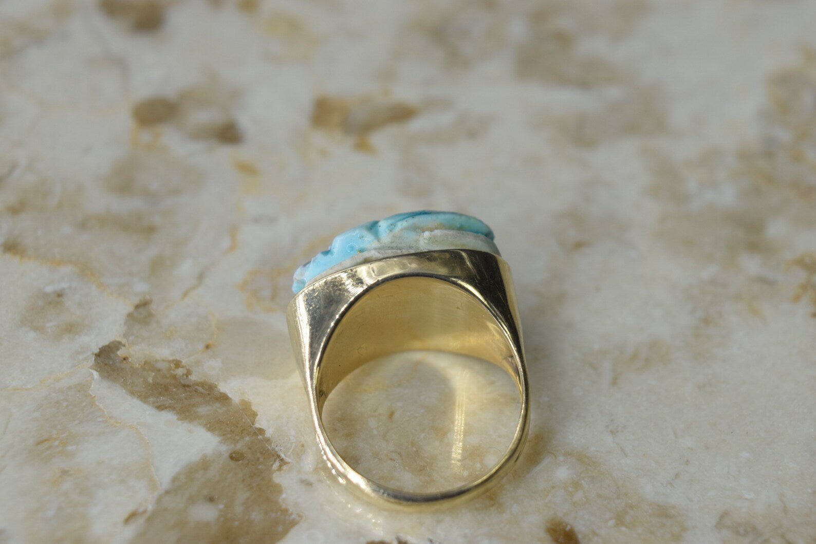 Vintage 14k Gold Scarab Ring c.1970s