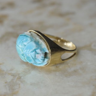 Vintage 14k Gold Scarab Ring c.1970s