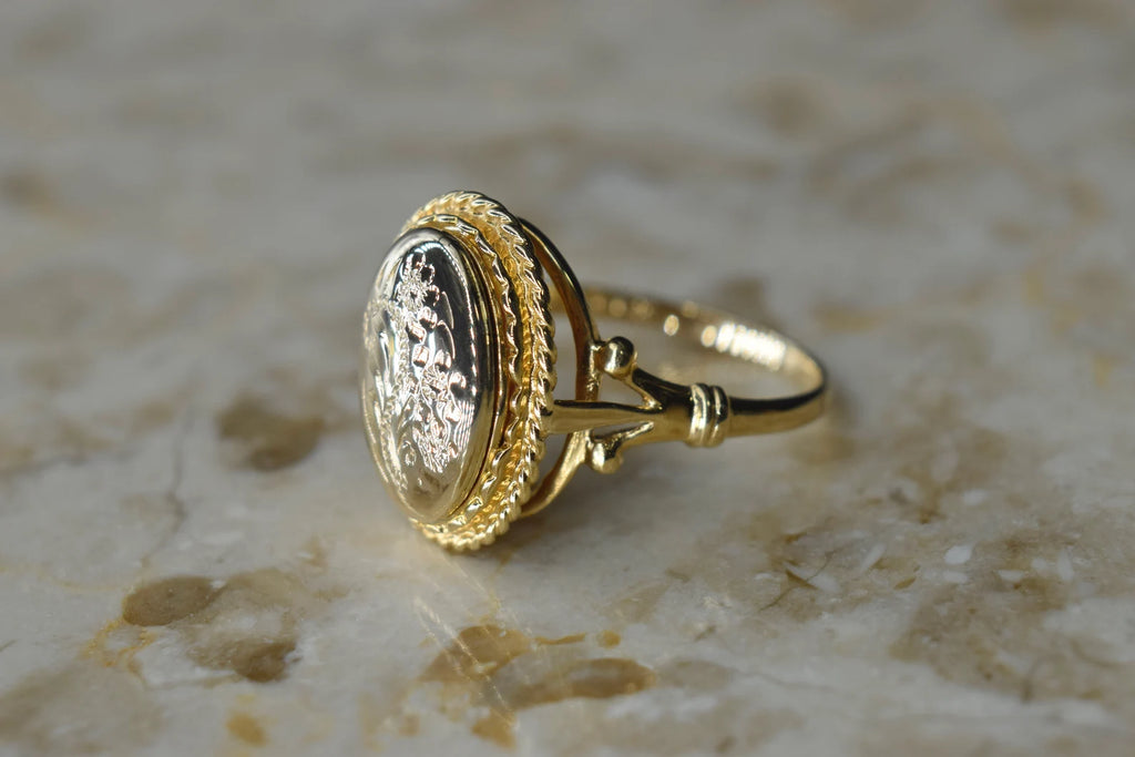 Unique Black Onyx Wedding Band Vintage 14K White Gold Stacking Matching Ring  - Oveela Jewelry