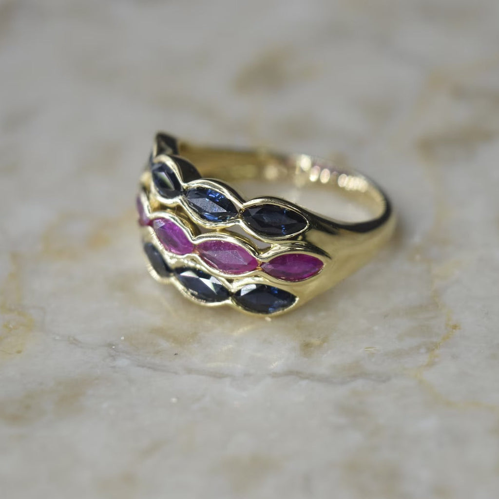 Vintage 14k Gold Ring with Sapphire and Ruby