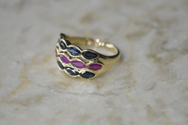 Vintage 14k Gold Ring with Sapphire and Ruby