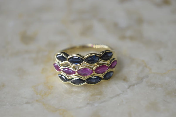 Vintage 14k Gold Ring with Sapphire and Ruby