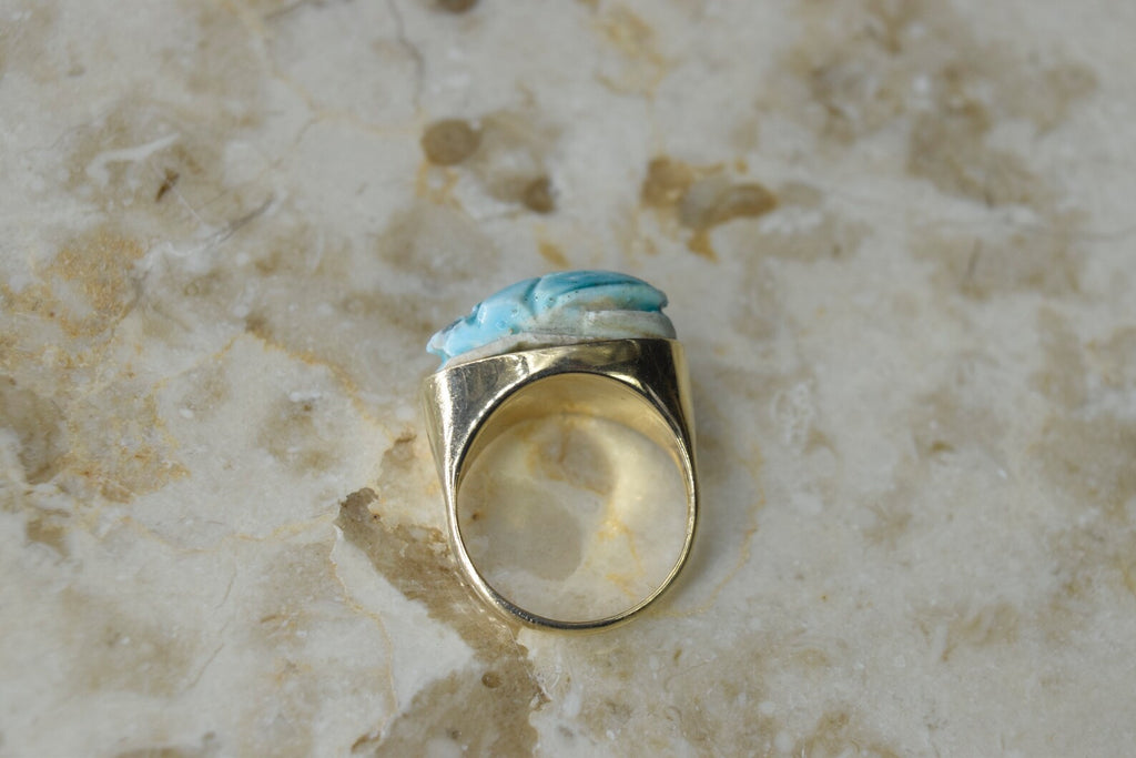 Vintage 14k Gold Scarab Ring c.1970s