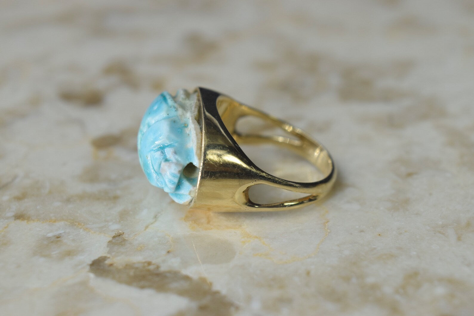 Vintage 14k Gold Scarab Ring c.1970s