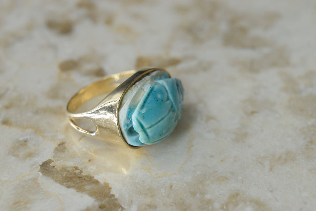 Vintage 14k Gold Scarab Ring c.1970s