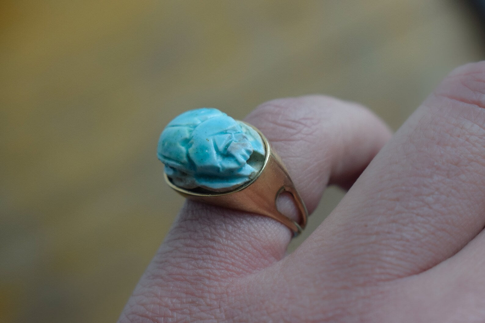 Vintage 14k Gold Scarab Ring c.1970s