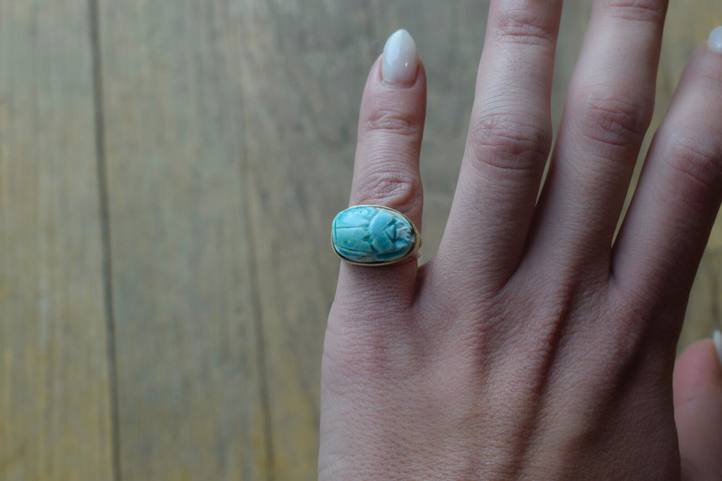 Vintage 14k Gold Scarab Ring c.1970s