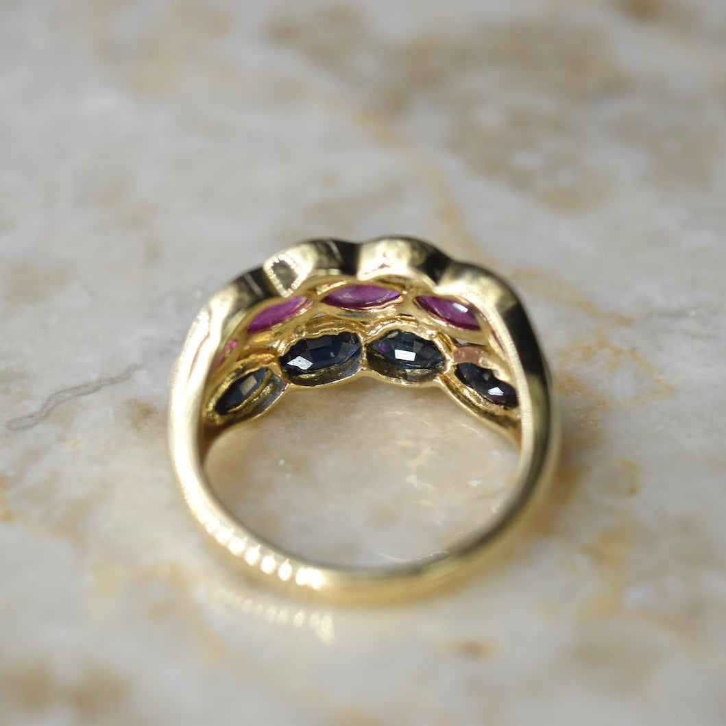Vintage 14k Gold Ring with Sapphire and Ruby