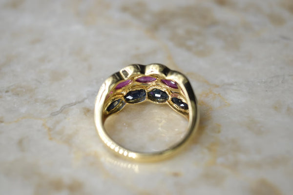 Vintage 14k Gold Ring with Sapphire and Ruby