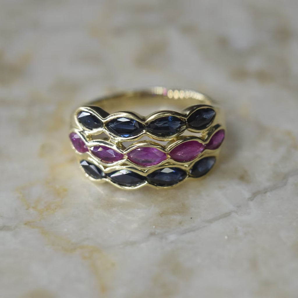Vintage 14k Gold Ring with Sapphire and Ruby