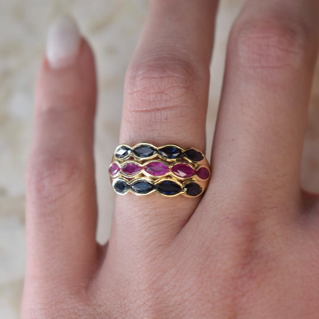 Vintage 14k Gold Ring with Sapphire and Ruby