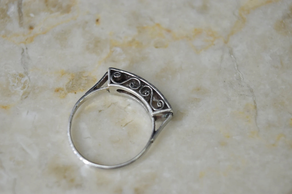 Antique Edwardian 18k White Gold Five Stone Band Ring