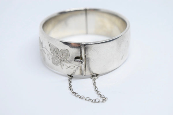 Vintage British Silver Hinged Bangle Bracelet Hallmarked 1965