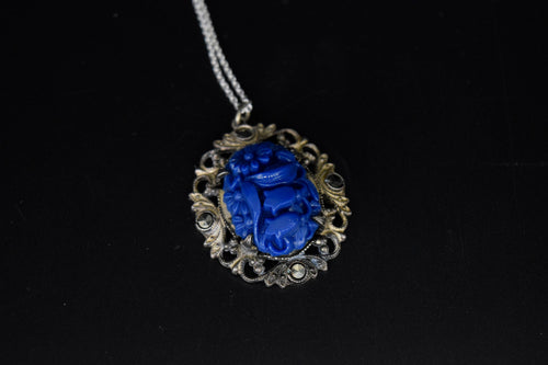 Antique Charm with Blue Celluloid Flowers