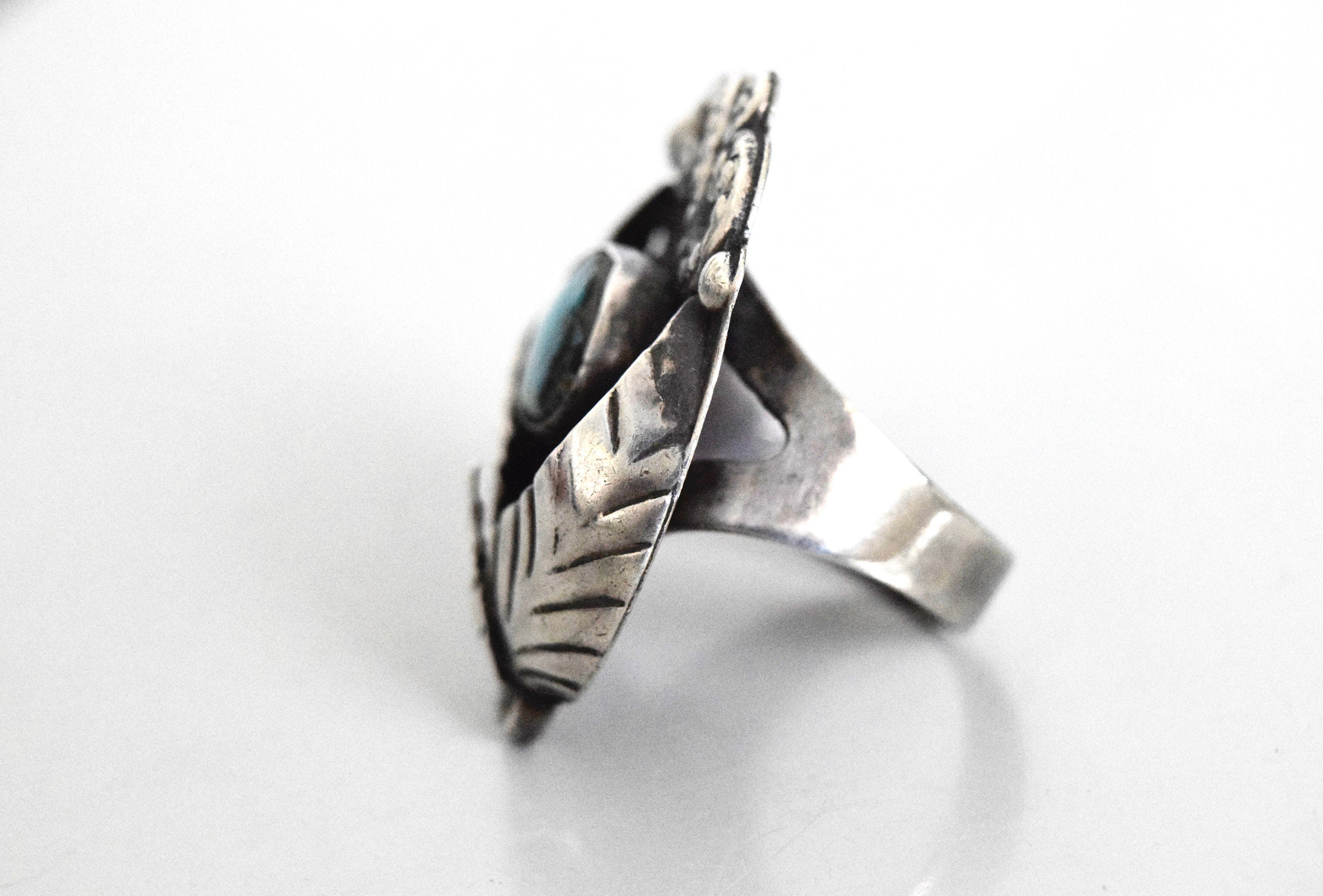 Vintage Native American Sterling Silver Ring With Turquoise