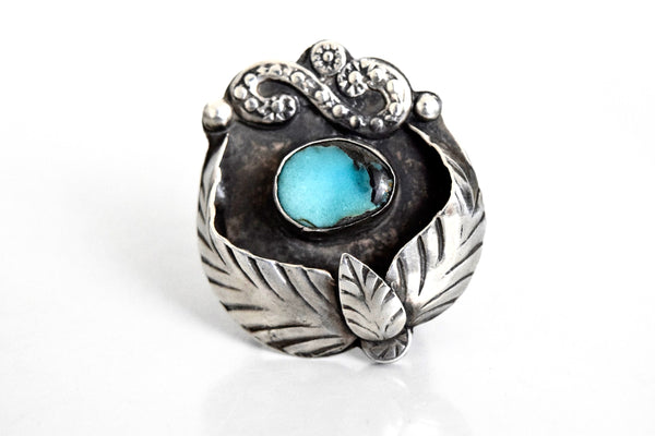 Vintage Native American Sterling Silver Ring With Turquoise