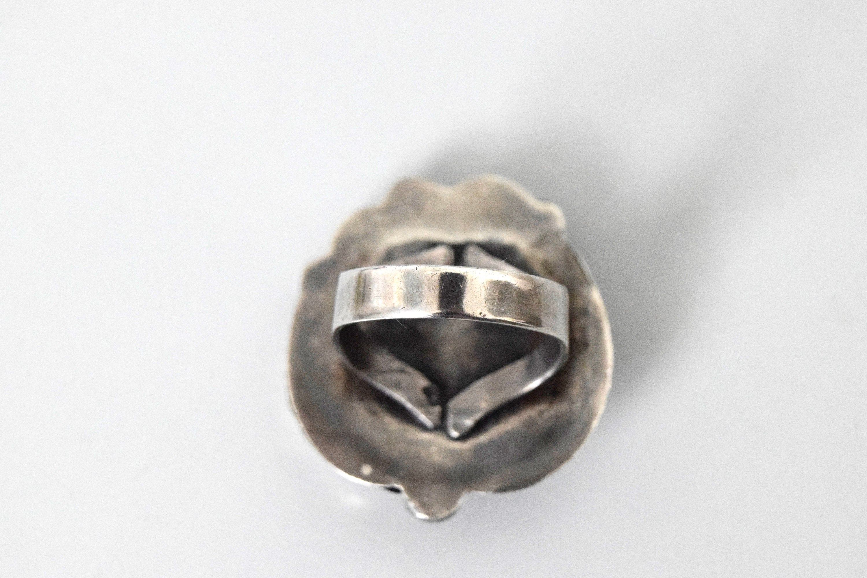 Vintage Native American Sterling Silver Ring With Turquoise