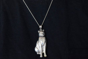 Vintage Sterling Silver Cat Pendant