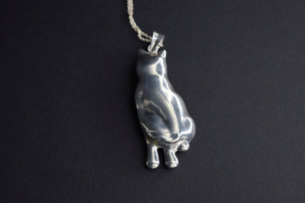 Vintage Sterling Silver Cat Pendant