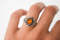 Vintage Amber Sterling Silver Chain Link Ring