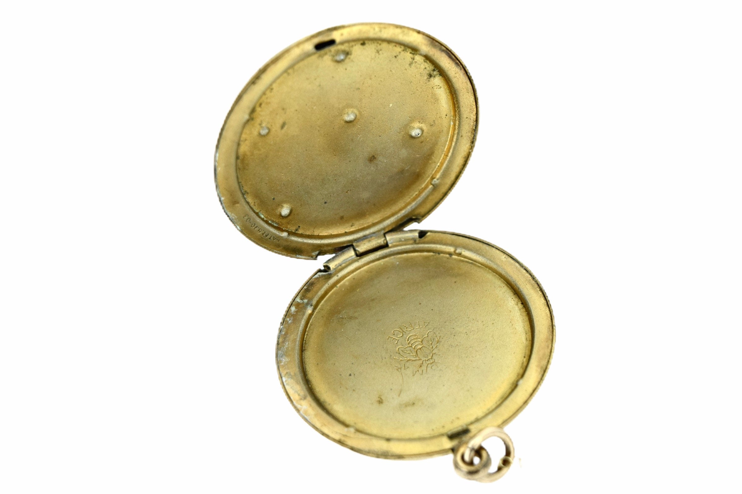 Antique Locket With Engraved Rose and Paste Stones