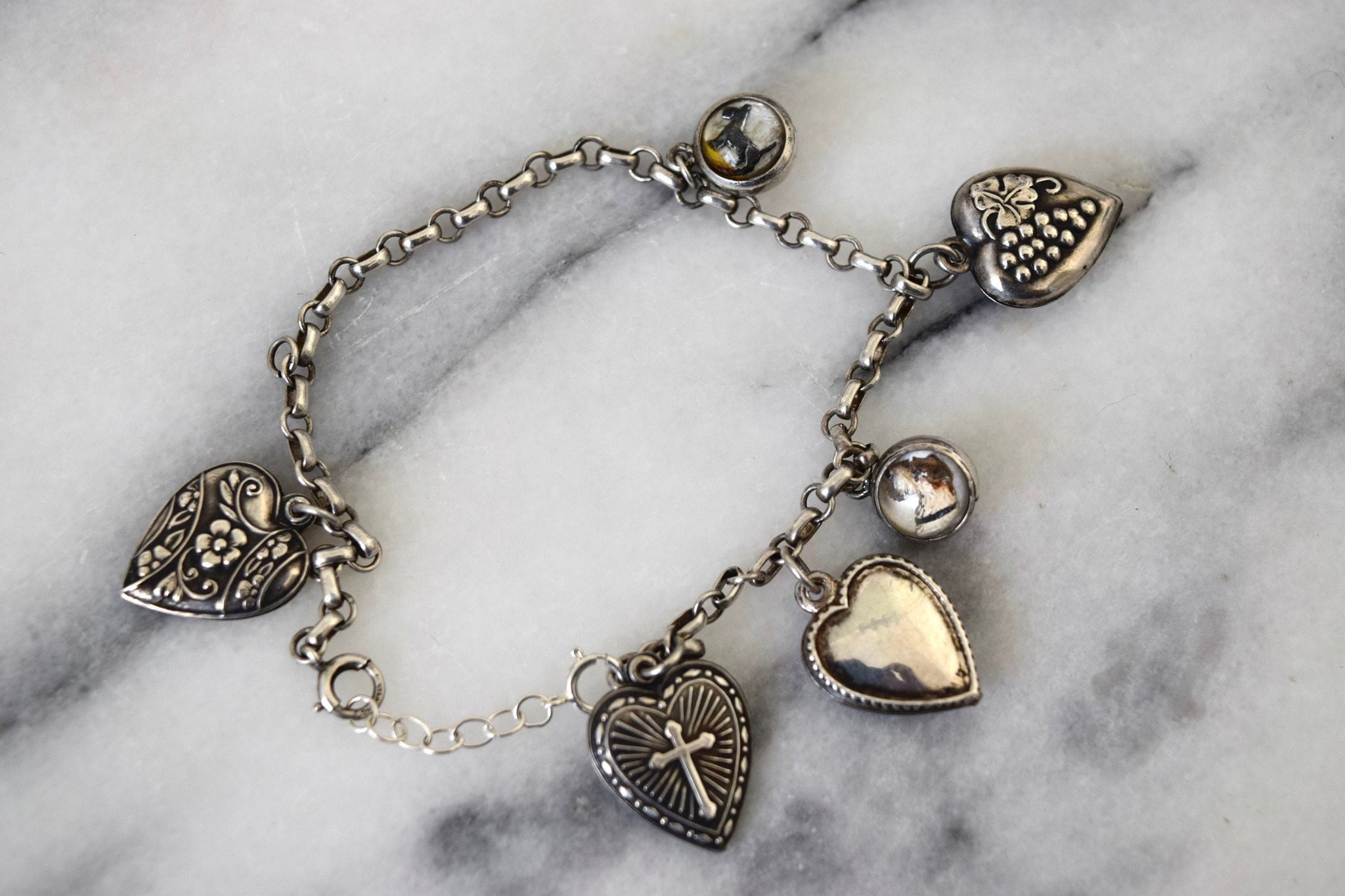 Gold Filled Victorian Revival Chain Bracelet with Heart Locket