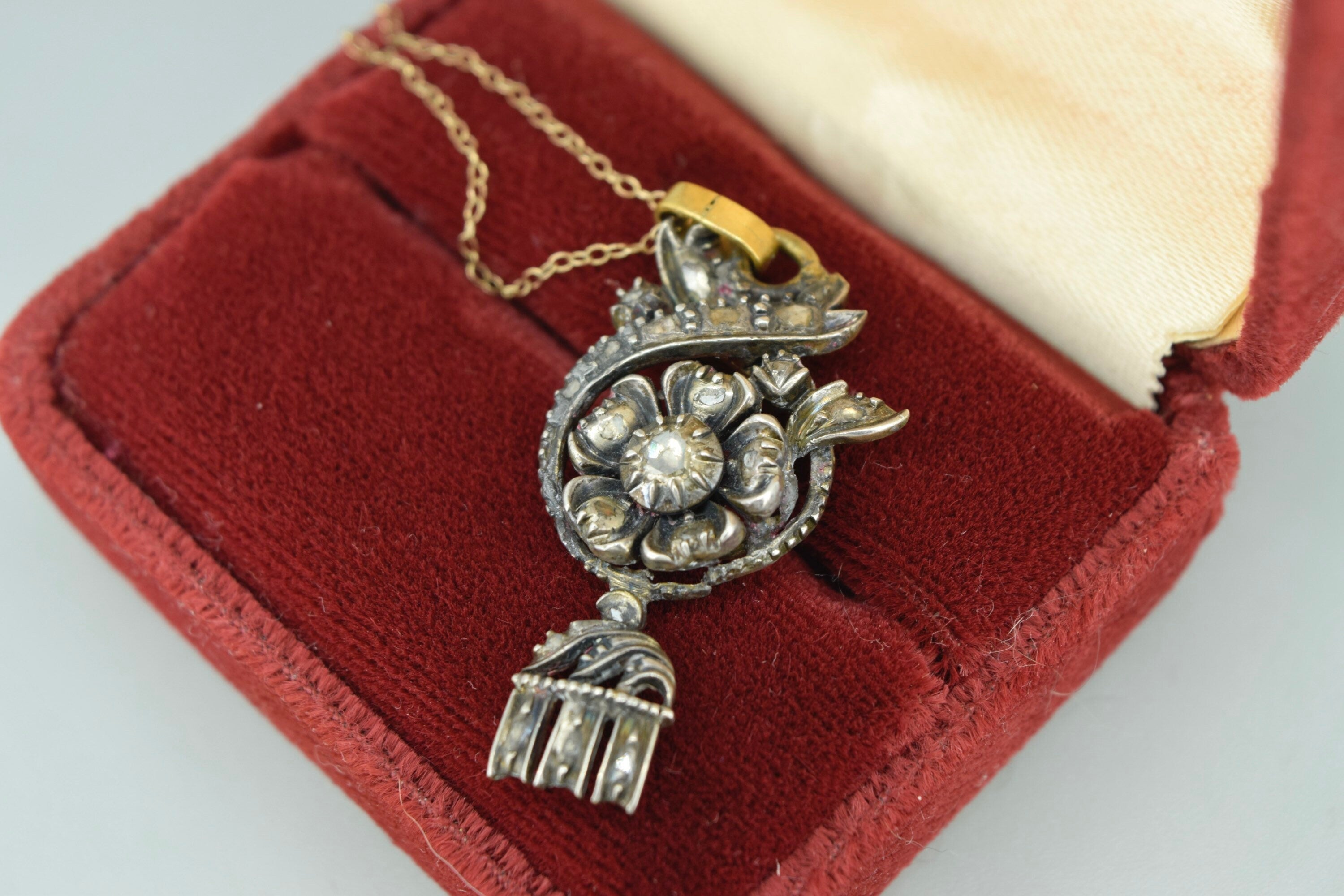 Vintage Georgian Revival Pendant with Rose Cut Diamonds
