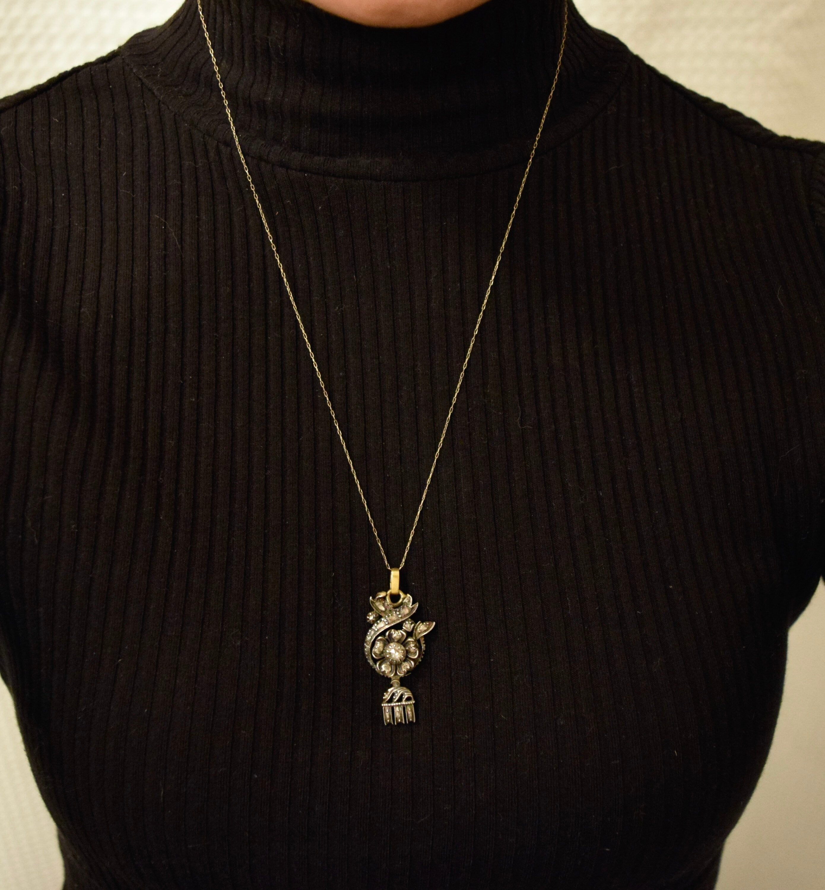 Vintage Georgian Revival Pendant with Rose Cut Diamonds